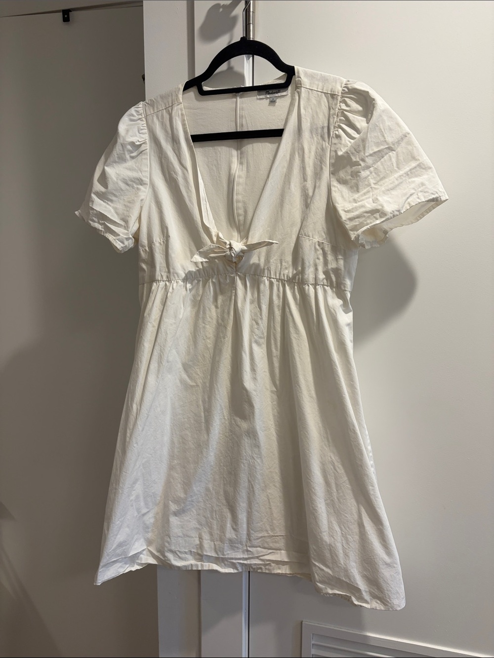 Madewell Cream Tie-Front Mini Dress